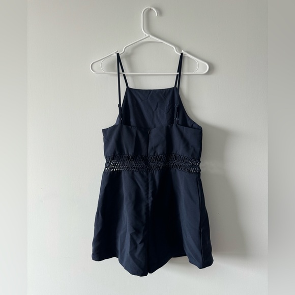 Navy Blue Romper Dress with Adjustable Straps - Picture 4 of 6